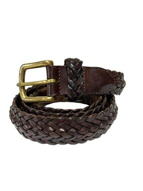 Vintage Coach Mens Sz 36 Braided Leather Belt With Brass Buckle Brown